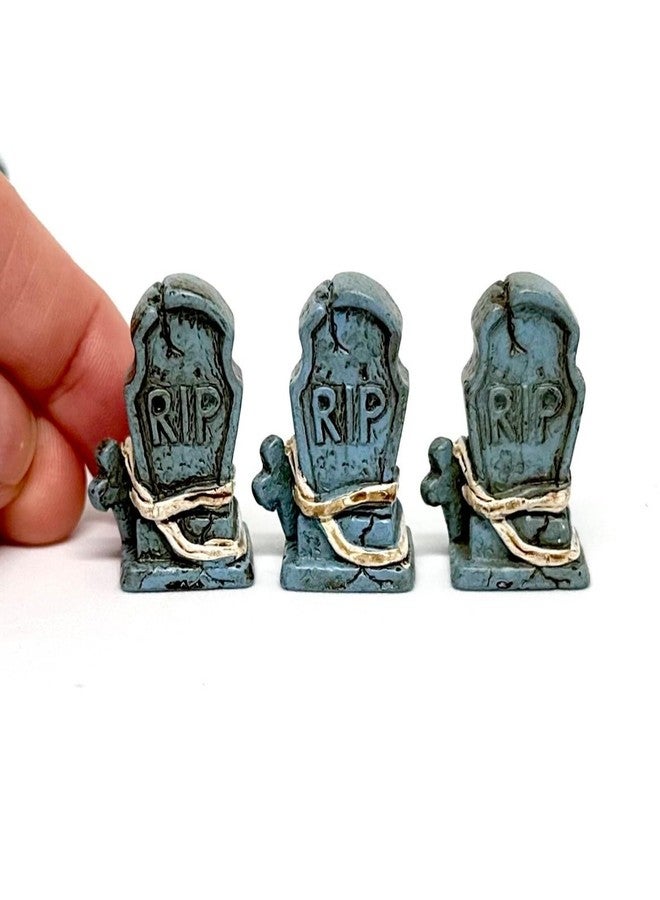 RillyRellow Miniature Gravestone, Miniature Halloween Gravestone, Miniature Tombstones, Tiny Resin Gravestones, for Dollhouse Halloween, Graveyard Markers, Tombstone Ornament, Fairy Garden, Diorama (5PCS) - Image 4